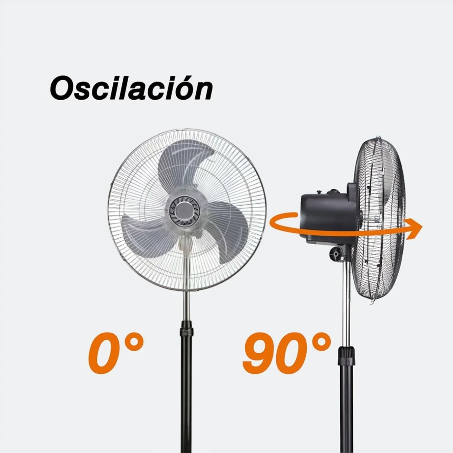 Ventilador de Pie Oscilante – 3 Velocidades y Altura Regulable (60W)