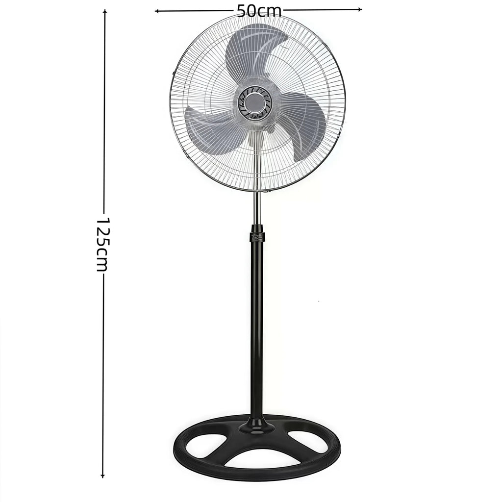 Ventilador de Pie Oscilante – 3 Velocidades y Altura Regulable (60W)