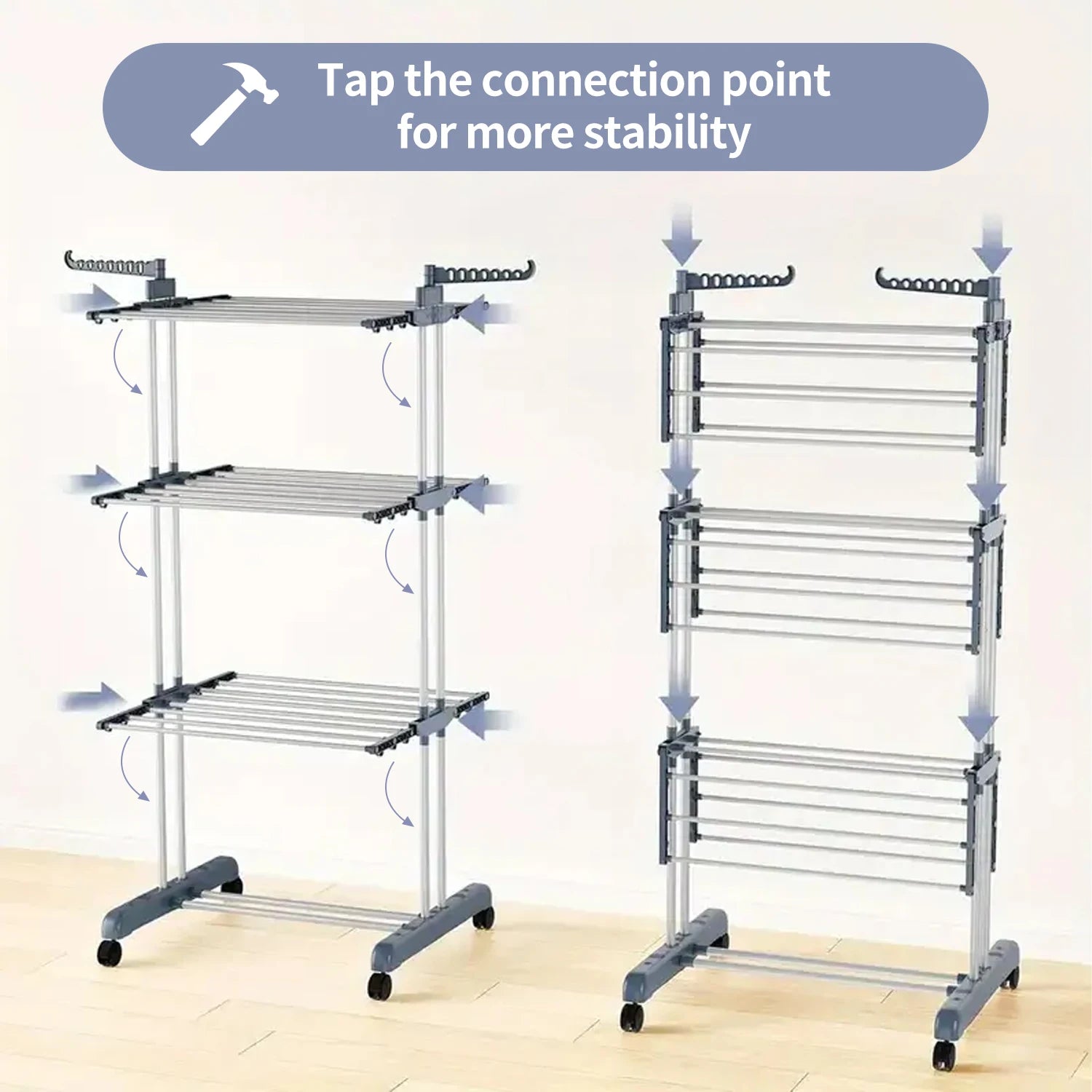 Tendedero Plegable de Acero Inoxidable – 4 Niveles con Ruedas