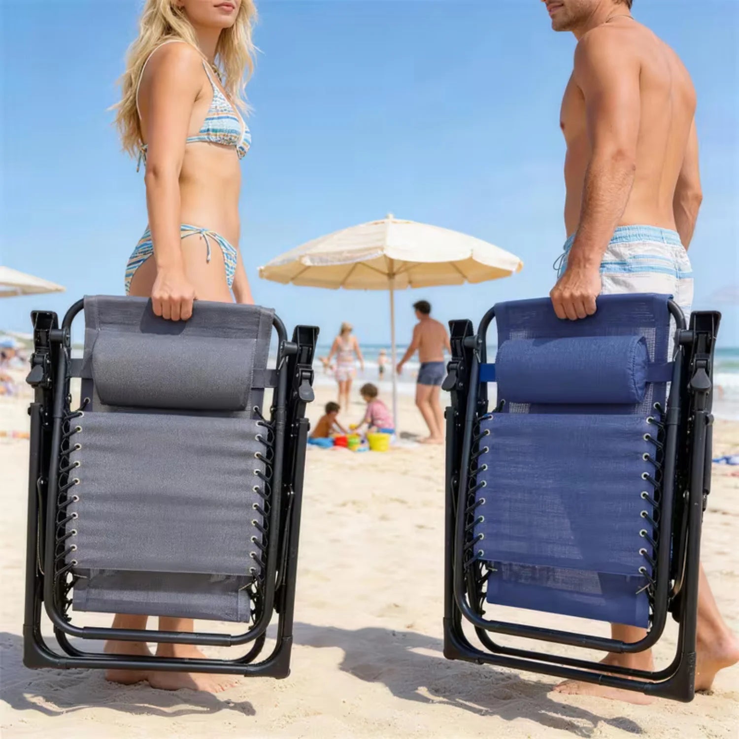 Reinforced Folding Zero Gravity Lounger (Supports 120kg) – Non-Slip and Portable Recliner for Garden, Terrace and Camping