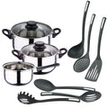 Batería de Cocina Well Home de Acero Inoxidable – Juego de 8 Piezas y 6 Utensilios