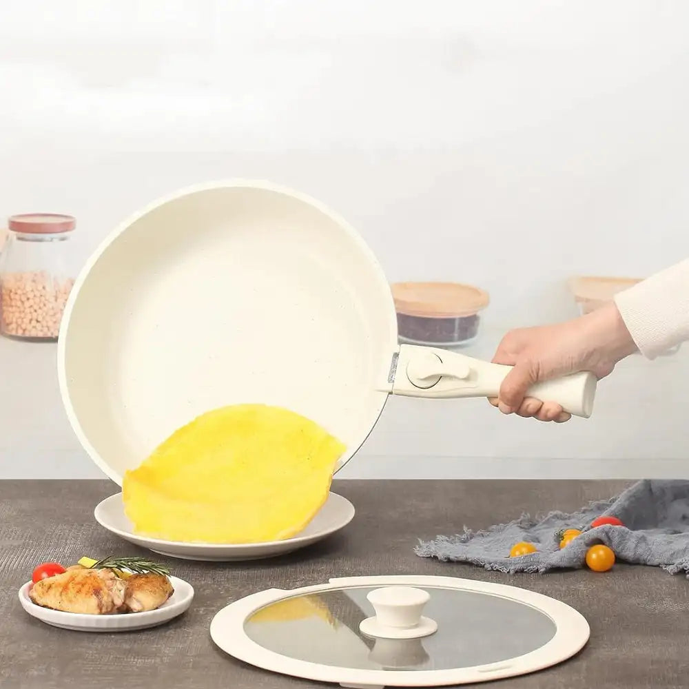 Batería de Cocina Almalux® con Mango Extraíble – Juego de 5 Piezas Apilables