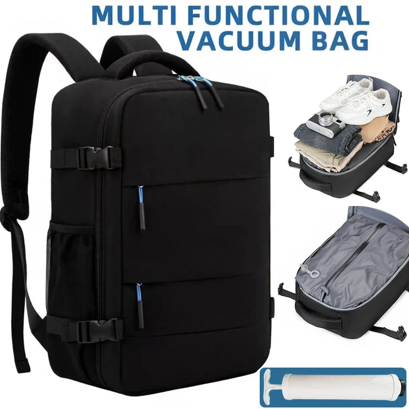 Vacuum Compression Travel Backpack with Pump - Durable Vacuum-Sealed Carry-On, Adjustable Shoulder Strap & Zipper Closure, Suita