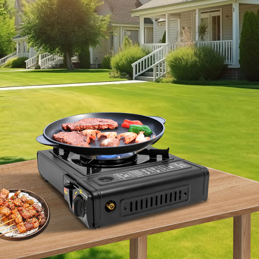 Cocina de Gas Portátil para Camping – Hornillo Dual (Butano/GLP) con Maletín de Transporte