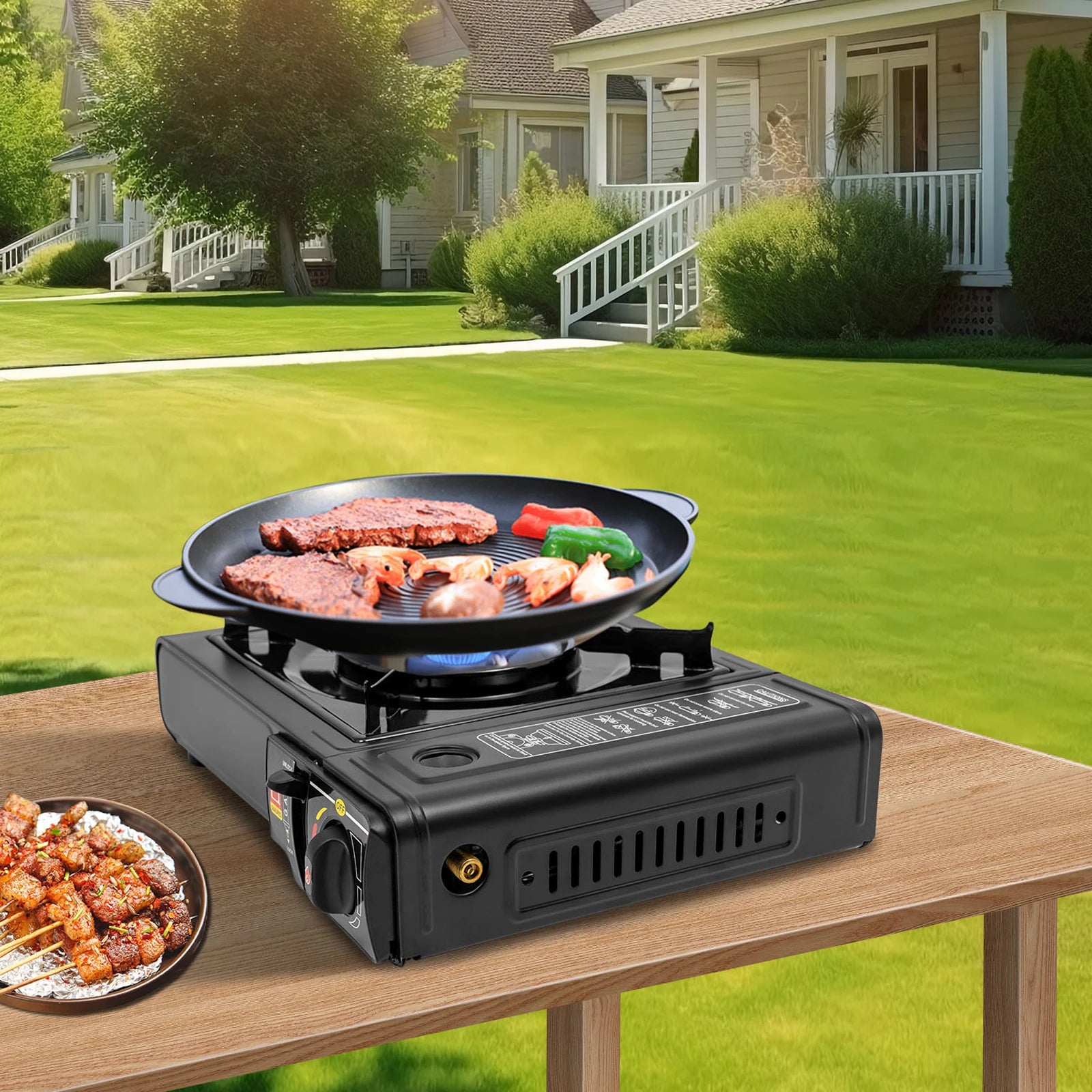 Cocina de Gas Portátil para Camping – Hornillo Dual (Butano/GLP) con Maletín de Transporte
