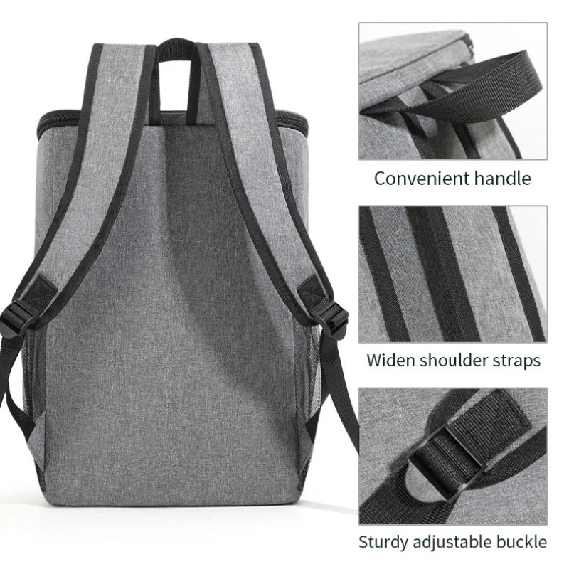 18L Portable Thermal Lunch Bag Food Box Durable Waterproof Cooler Ice Insulated Case Camping Dinner Storage Oxford Backpack