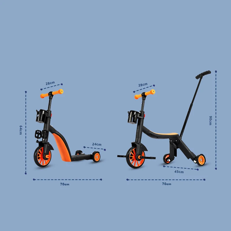 Patinete Evolutivo 3 en 1 para Niños – Manillar Ajustable y Asiento Desmontable