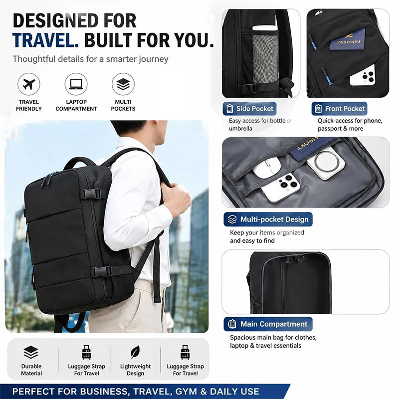 Vacuum Compression Travel Backpack with Pump - Durable Vacuum-Sealed Carry-On, Adjustable Shoulder Strap & Zipper Closure, Suita