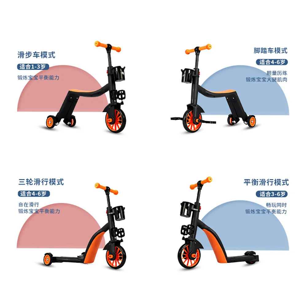 Patinete Evolutivo 3 en 1 para Niños – Manillar Ajustable y Asiento Desmontable